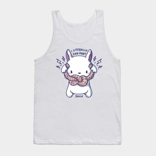 Kawaii Cute bunny rabbit with knot and quote "I literally can knot" pun Tank Top